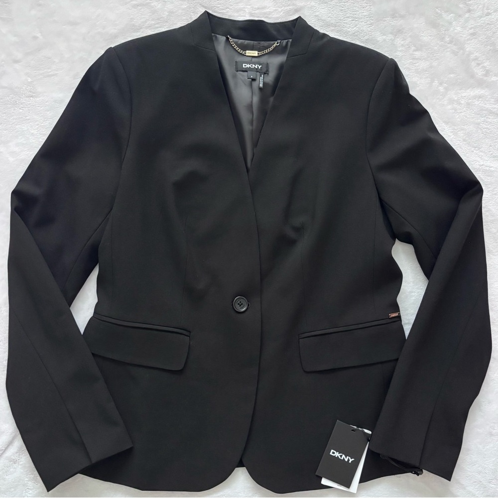 DKNY Essentials Fitted Single Button Black Blazer… - image 1